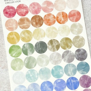 CLEAR Aquarell Kreise - Pastell Regenbogen Aufkleber, klare Planer Aufkleber, Funktionale Planer Aufkleber, Journal Sticker (L003)