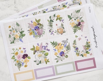 Flora - 3 Page Mini Weekly Sticker Kit, Spring Planner Stickers, for Standard Vertical Planners | NEW FORMAT