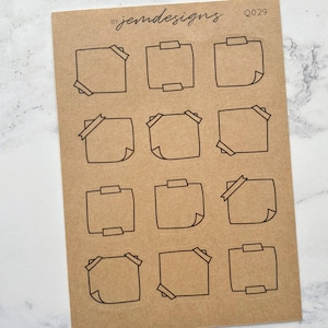 Große Sticky Note Aufkleber, Notizen, Journaling Planer Aufkleber, Kraft Braun Aufkleber, Handgezeichnet Doodled Aufkleber (Q029)