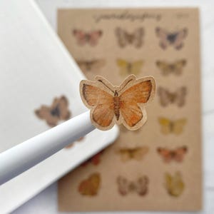 Schmetterling Motten Deko Aufkleber, Kraft Braun Dekorative Planer Aufkleber, Journaling Sticker Bogen, Journal Scrapbooking (Q021)