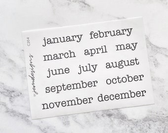 CLEAR Month Typewriter Font Stickers, Transparent Functional Planner Stickers, Monthly Journaling Planner Stickers, Redate (C204)