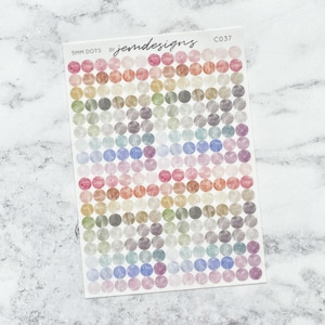 CLEAR 5 mm Aquarell Punkte Pastell Aufkleber, Transparente Funktionale Planer Aufkleber, Wochenplaner Aufkleber (C037)