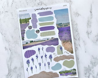 Provence  JOURNAL Sticker Kit, Lavender One Page Journaling Planner Stickers for Decorating Scrapbooks and  Journals | J009