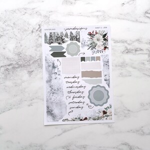 Winterland JOURNAL Sticker Kit, Snowy Winter Decorative Journaling Planner Stickers for Scrapbooks, Notebooks & Journals | J008 Sheet 2