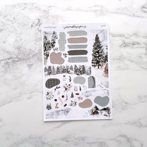 Winterland JOURNAL Sticker Kit, Snowy Winter Decorative Journaling Planner Stickers for Scrapbooks, Notebooks & Journals | J008 Sheet 1