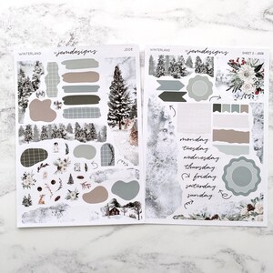 Winterland JOURNAL Sticker Kit, Snowy Winter Decorative Journaling Planner Stickers for Scrapbooks, Notebooks & Journals | J008 Both sheets