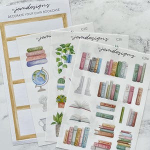 Bookcase Stickers, Bookish Decorative Planner Sticker Sheet, Book Reader A La Carte stickers, for Journaling, Planners, Scrapbooking