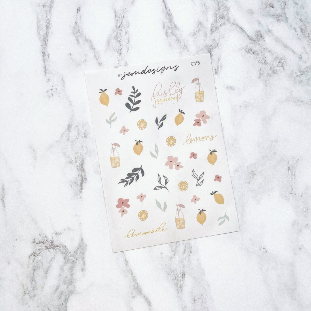 CLEAR Lemon Deco Stickers, Transparent Lemonade Decorative Mini Planner ...
