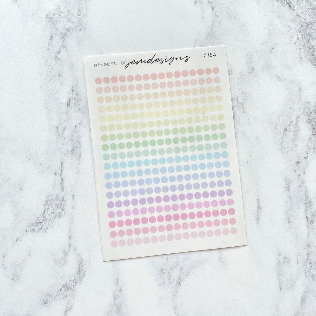 CLEAR 3mm Micro Dots, Pastel Rainbow Stickers, Tiny Mini Stickers ...