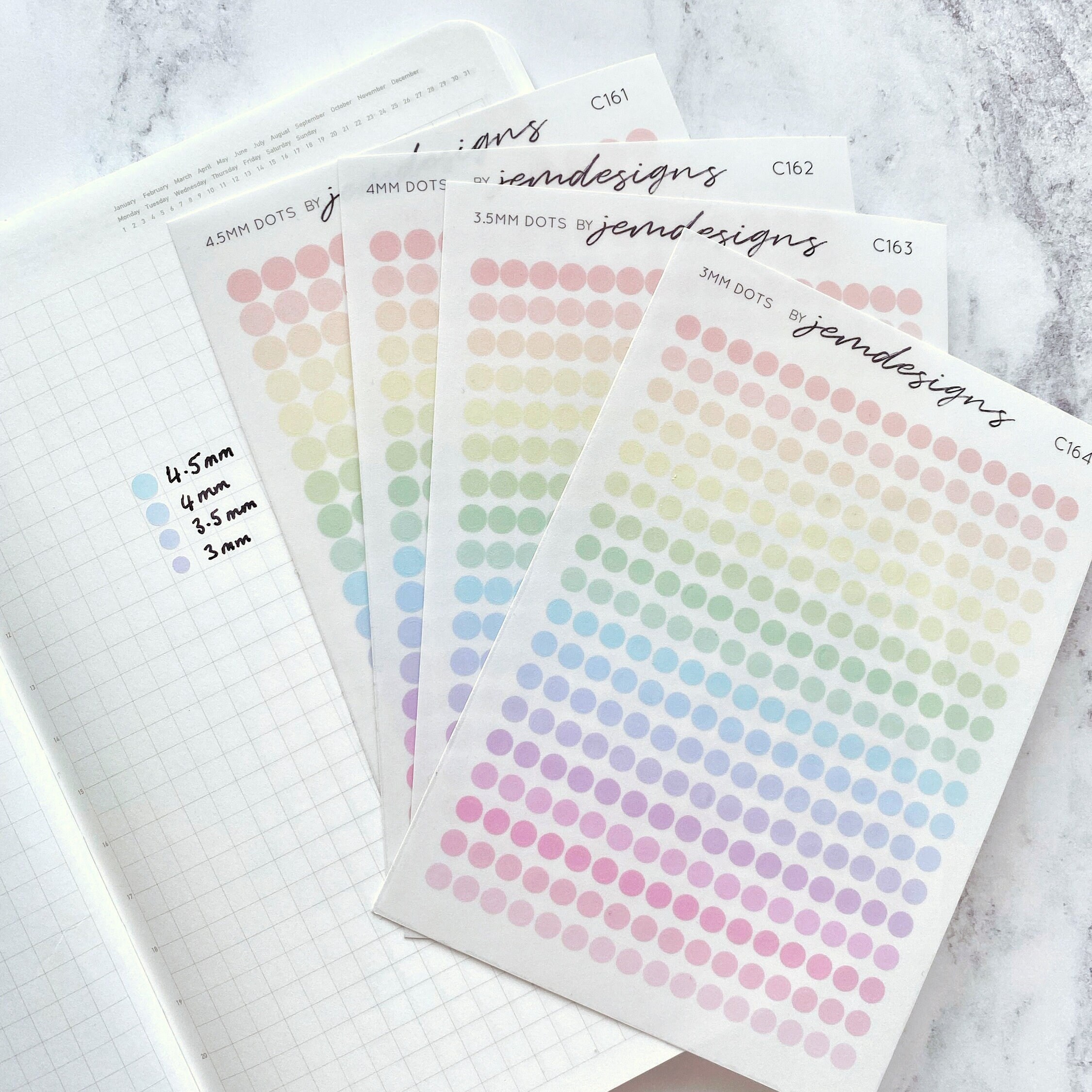 CLEAR 3.5mm Micro Dots, Pastel Rainbow Stickers, Tiny Mini Stickers ...