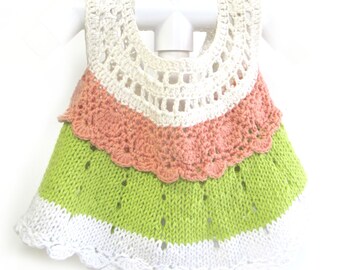 KSS Handmade Turqouise Crocheted//Woven Cotton Dress 12 Months
