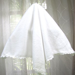 KSS Blankets Soft Thin White Baby Blanket with Crocheted edge 23&quot;x23&quot; Newborn and up BB-129