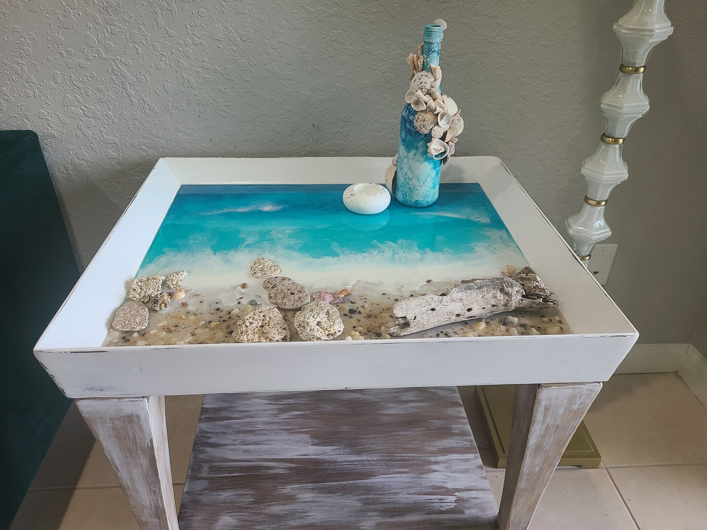 Beach Resin Table Ocean Resin Table Beach Accent Table - Etsy