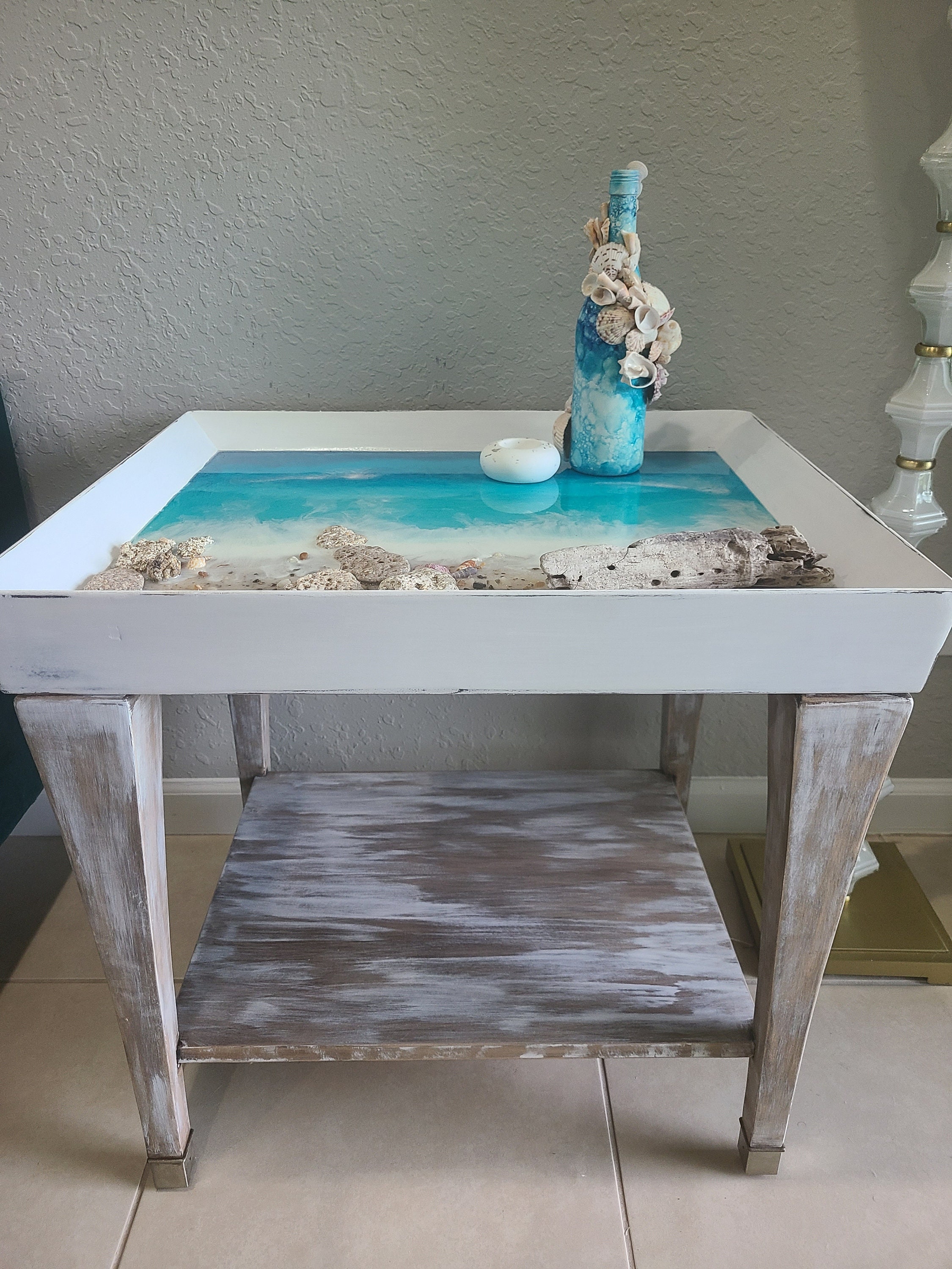 Beach Resin Table Ocean Resin Table Beach Accent Table - Etsy