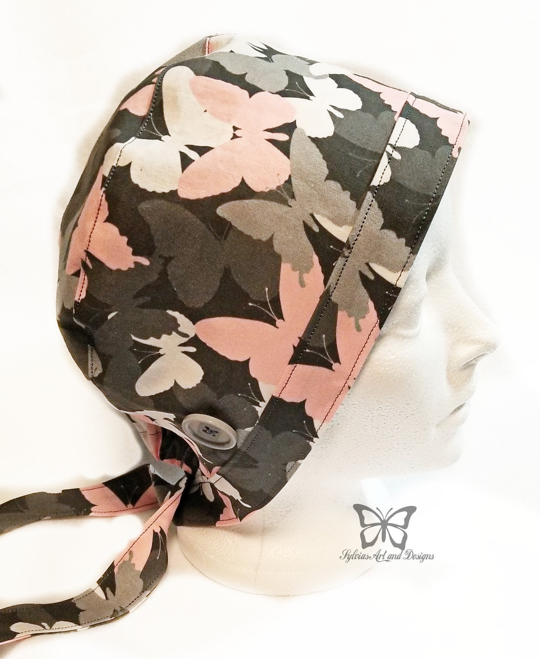 Medical Scrub Cap/camo Butterfly Prints 