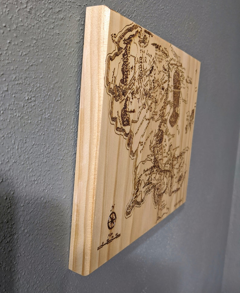 Map of Middle Earth Wood Burned Laser Engraved Lord of the Etsy