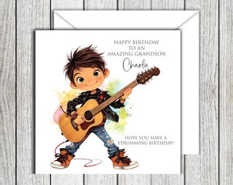 Guitar Boy Birthday Card (no2)