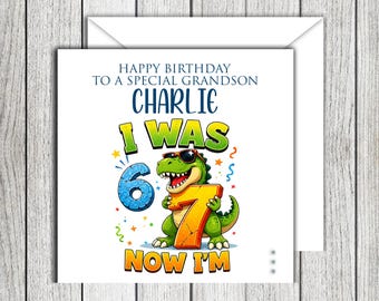 I was 6 Now I’m 7 Dinosaur Birthday Card Any Relation