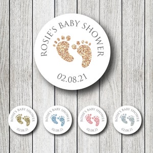 Baby Feet (Rose Gold/Gold/Blue/Silver/Pink Faux Glitter Feet) Baby Shower Stickers 2021