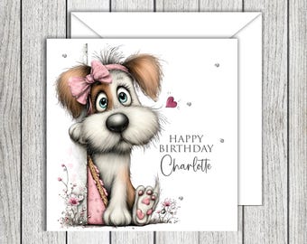 Quirky Peeping Dog Female Birthday Card