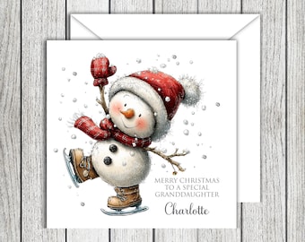 Tarjeta navideña personalizada con muñeco de nieve original - Cualquier parentesco