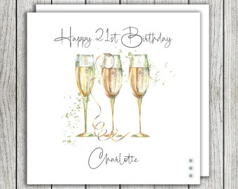 Champagne Glasses Any Age Birthday Card