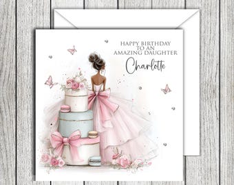 Birthday Cake And Butterflies' Female  Birthday Card Daughter/Granddaughter/Niece/Sister