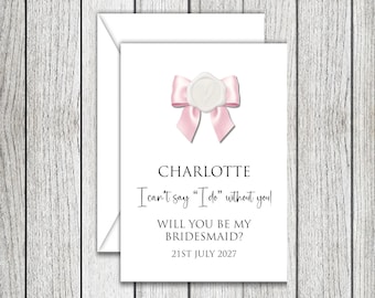 Will You Be My Bridesmaid Card, Personalized Wedding Role, A6 Greeting