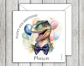 Dinosaur Birthday Balloon Card - Any Age