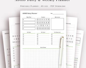 ADHD Daily & Weekly Planner Printable Pages