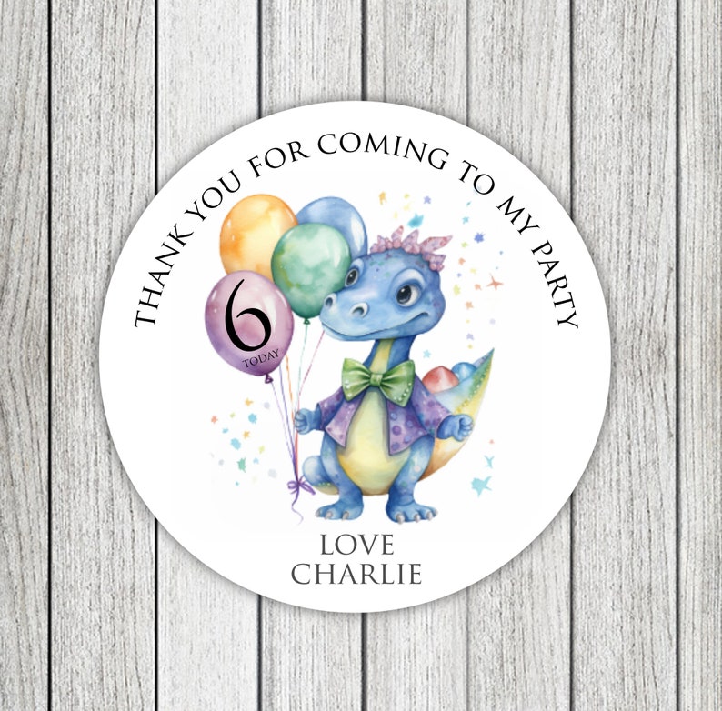 15 Dinosaur Thank You For Coming Birthday Party Stickers 2024 image 1