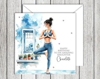 Female Yoga Personalised Birthday Card Any Relation