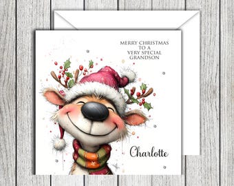 Personalized Rudolf Christmas Card: Daughter, Granddaughter, Niece