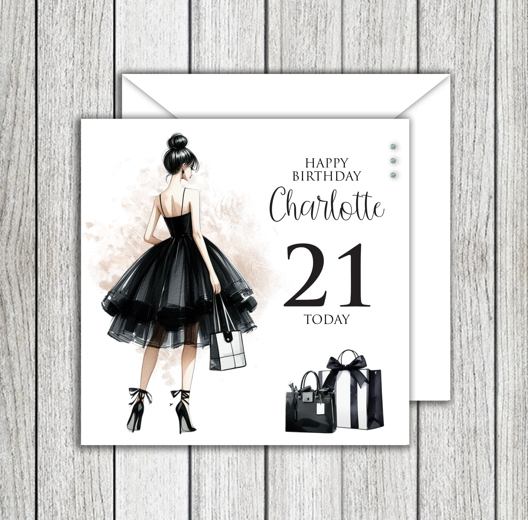 Birthday Black Dress Card - Etsy