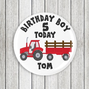 Personalised Tractor Birthday Badge 58mm