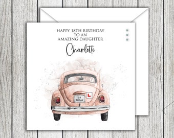 Floral Birthday Car Card Any Age - Daughter/Sister/Niece/Granddaughter Etc
