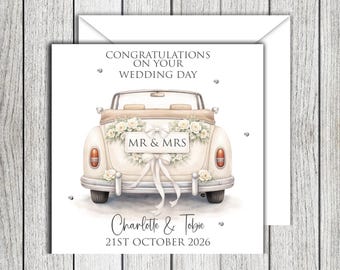 Wedding Car Mr & Mrs Card