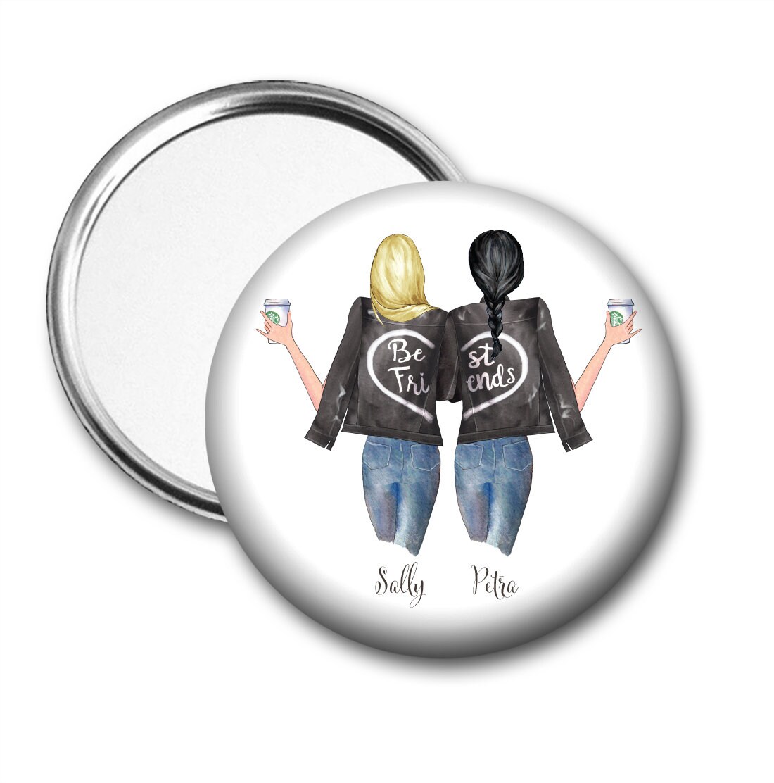 Personalised Best Friends Pocket Mirror 58mm Etsy