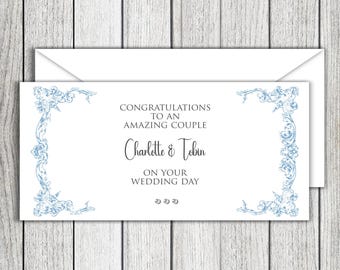 Blue Floral Wedding Money/Gift Voucher Wallet