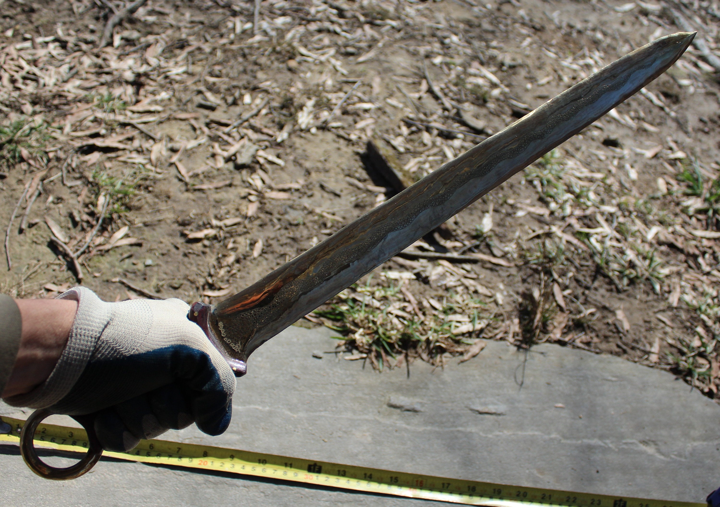 Short Bronze Sword w/ Purple Heart Handle (Engraved) / Great gift / 8th anniversary