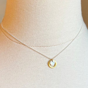 Dainty mixed metal necklace, Silver Gold Necklace, Simple Silver Layering, Two Tone Jewelry, Minimal Silver Gold Necklace, Gift for Her