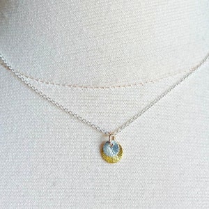 Dainty mixed metal necklace, Silver Gold Circle Necklace, Everyday Two Tone Jewelry, Mixed Metal Necklace, Minimal Silver Gold Necklace