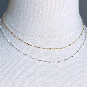 Dainty mixed metal necklace, Silver Gold Two Strand Necklace, Everyday Two Tone Jewelry, Simple Layering Necklace, Double Strand Mixed Metal
