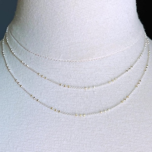 Dainty Sterling Silver Satellite Necklace, Gold Vermeil Dot Chain, Two Tone