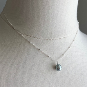Single Pearl Necklace, Freshwater Pearl Pendant, Simple Layering Necklace Sterling Silver, Large Pearl Silver, Pearl Necklace Silver