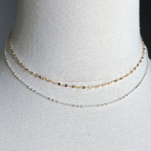 Dainty mixed metal necklace, Silver Gold Two Strand Necklace, Everyday Two Tone Jewelry, Simple Layering Necklace, Double Strand Mixed Metal