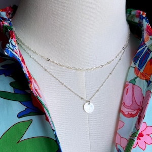 Two Strand Necklace Set, Dainty Layering 925 Sterling Silver Necklace Set, Minimal Silver Chain Layers, Dainty Birthstone Layering Set