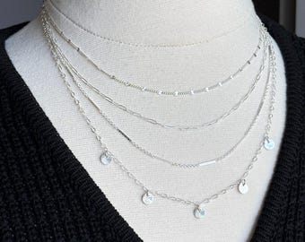 Dainty Sterling Silver Layered Necklace: Minimalist 4-Strand Jewelry