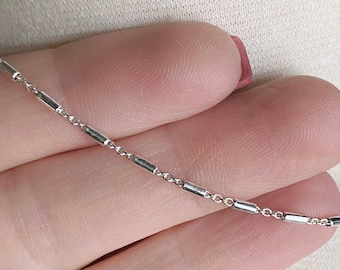 Minimalist Sterling Silver Bar Chain Necklace: Dainty Layering Choker