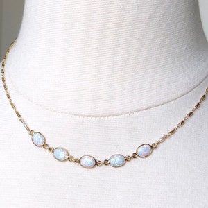 Opal Necklace, White Opal Necklace, Opal Necklace Gold, Gifts for Bridesmaid, Gold Filled Chain, White Opal Jewelry, Everyday Necklace